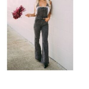 Black bell bottom flare overalls